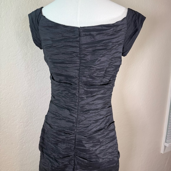 Vintage Alex Evenings Black Crinkle Cocktail Formal Maxi Mermaid Dress Size 12 - Picture 7 of 16